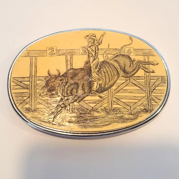 Vintage 90s Rodeo Western Belt Buckle American - Picture 1 of 4